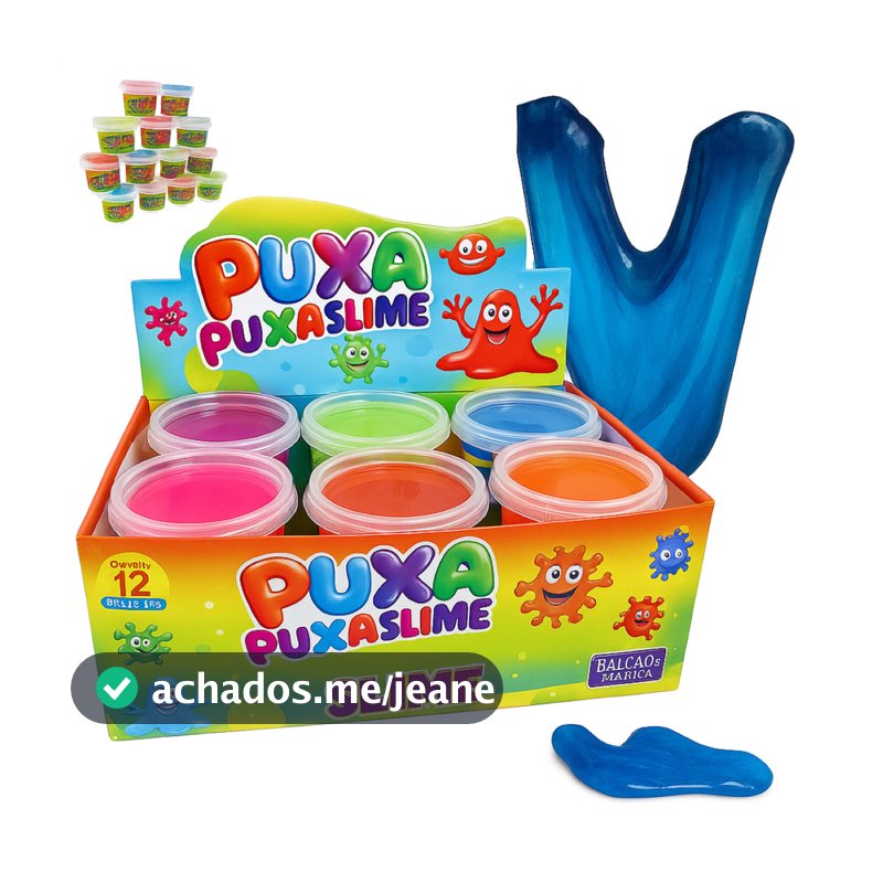 12 Slimes Geleca Amoeba Puxa Puxa 125g Massinha Modelar Divertida Caixa Leleca Presente e Lembrança para Festa