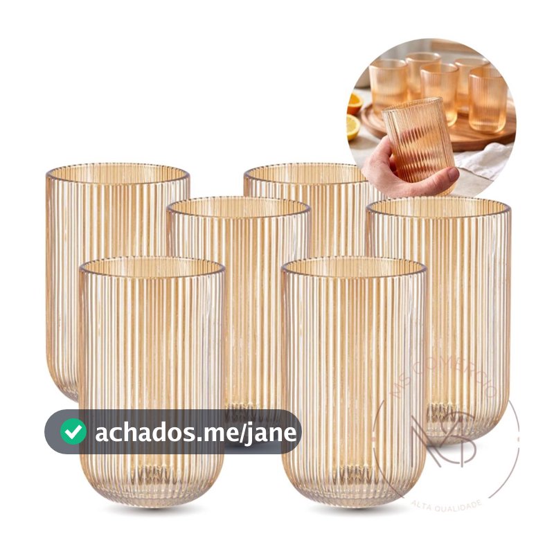 Jogo Copos Canelado e  Taças Versalhes Clear Jogo Com 6 ou 12 Peças