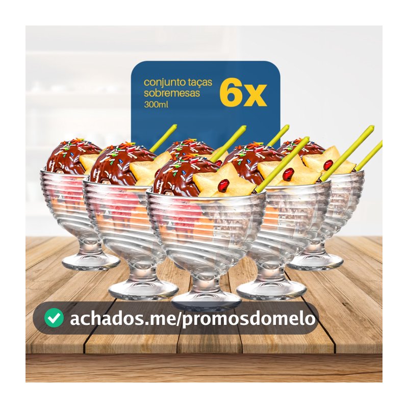 Taças Sobremesa Vidro Honey 300ml Conjunto 6 Pçs- Bhz Store