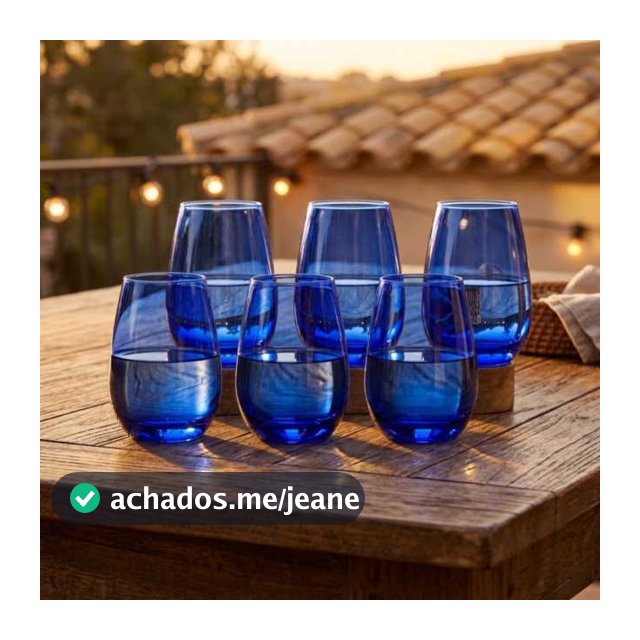 Jogo 6 Copos de Cristal Whisky Small Azul Elements Old 475ml - Ruvolo