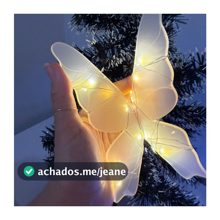 Decoração Natal Borboleta Acrílico Fio Led Enfeite 17cm E 35cm Personalizada Enfeite