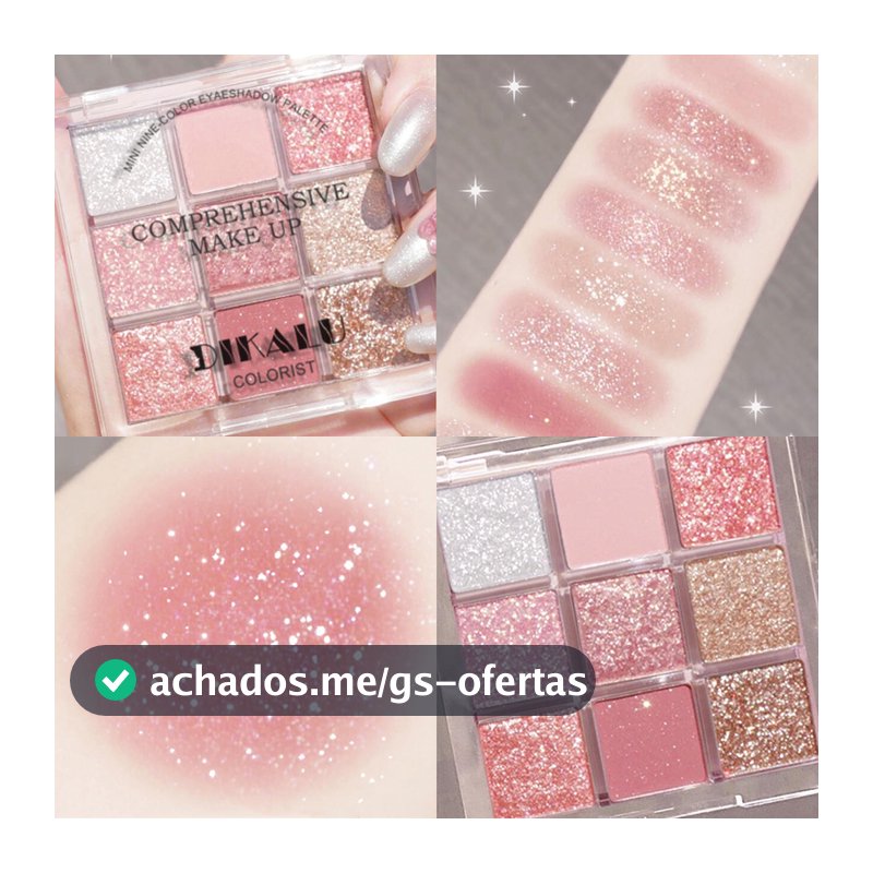 Paleta De Sombras De 9 Cores-Acabamentos Foscos , Brilhantes E Em Tons De Terra , Esfumaçados Azuis-Roxos