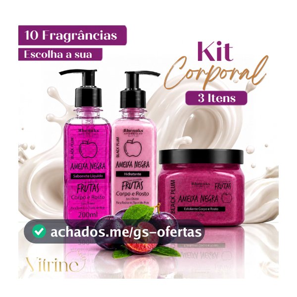 Kit Sabonete + Hidratante + Esfoliante Rhenuks 200ml Corpo e Rosto 10 fragrâncias