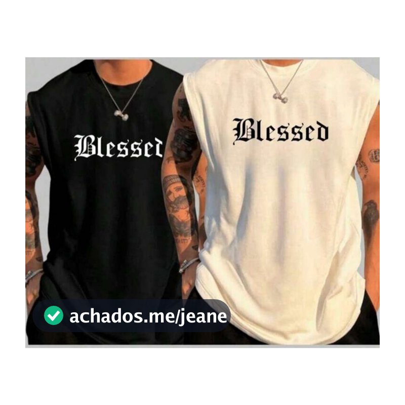 Kit 2 Regata Oversized Masculina Estilo Machão Verão Academia Estampado Blessed
