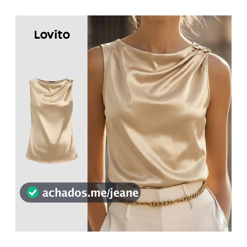 Lovito Top Assimétrico Elegante Champagne Feminino para primavera/verão LK5LD110