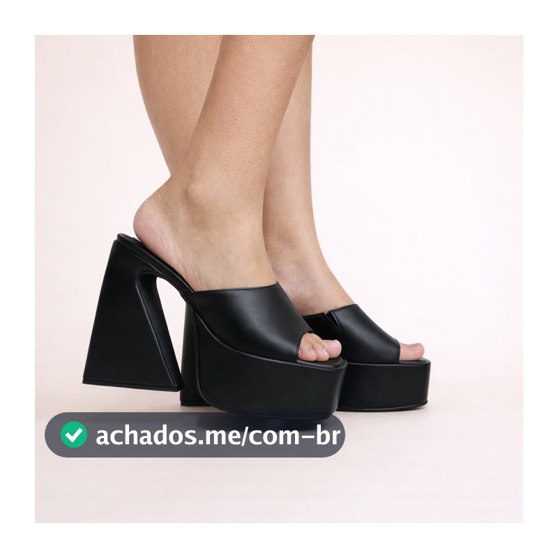 Sandália Tamanco Slide Salto Bloco Confortável Meia Pata