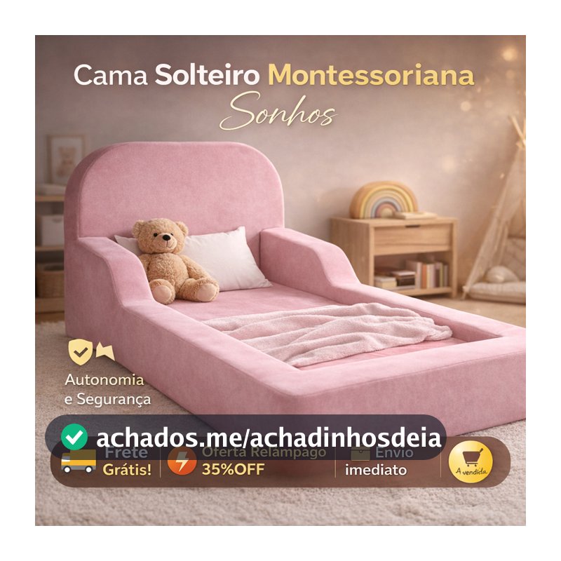Cama Montessoriana Tamanho SOLTEIRO - MODELO Sonhos -  Tecido VELUDO