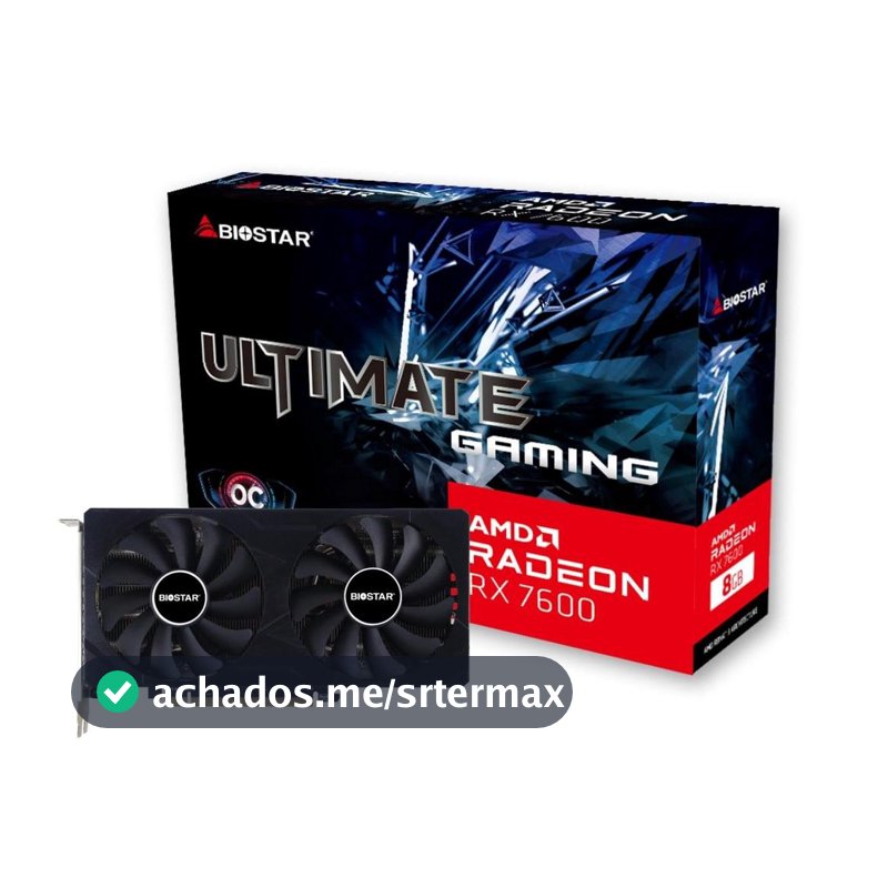 Placa De Vídeo Biostar AMD Radeon RX 7600 OC Ultimate Gaming, 8GB, GDDR6, FSR, Ray Tracing, VA76S6RM81