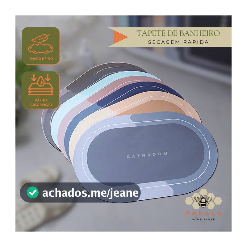 KIT 2 Tapete Banheiro Antiderrapante Secagem Rápida Absorvente 40x60 Cozinha Entrada Chuveiro