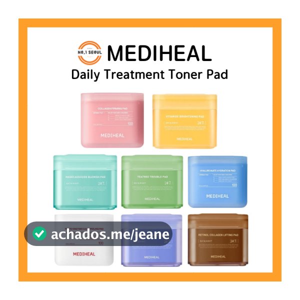 Almofada De Toner Para Tratamento Diário MEDIHEAL-PDRN , Teatree , Madecassoside , Colágeno , Watermide , Phyto , Vitami