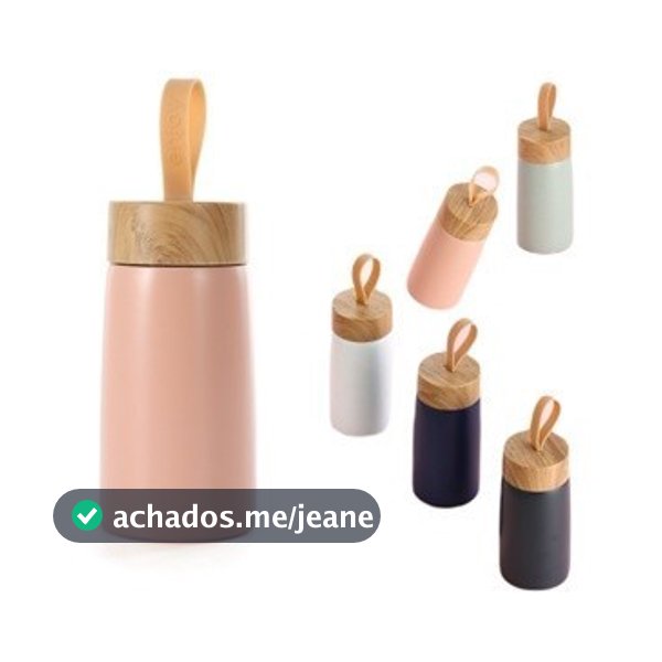 Mini Garrafa Inox 250 ml alça bambu pequena Agua suco bebida faculdade trabalho garrafinha