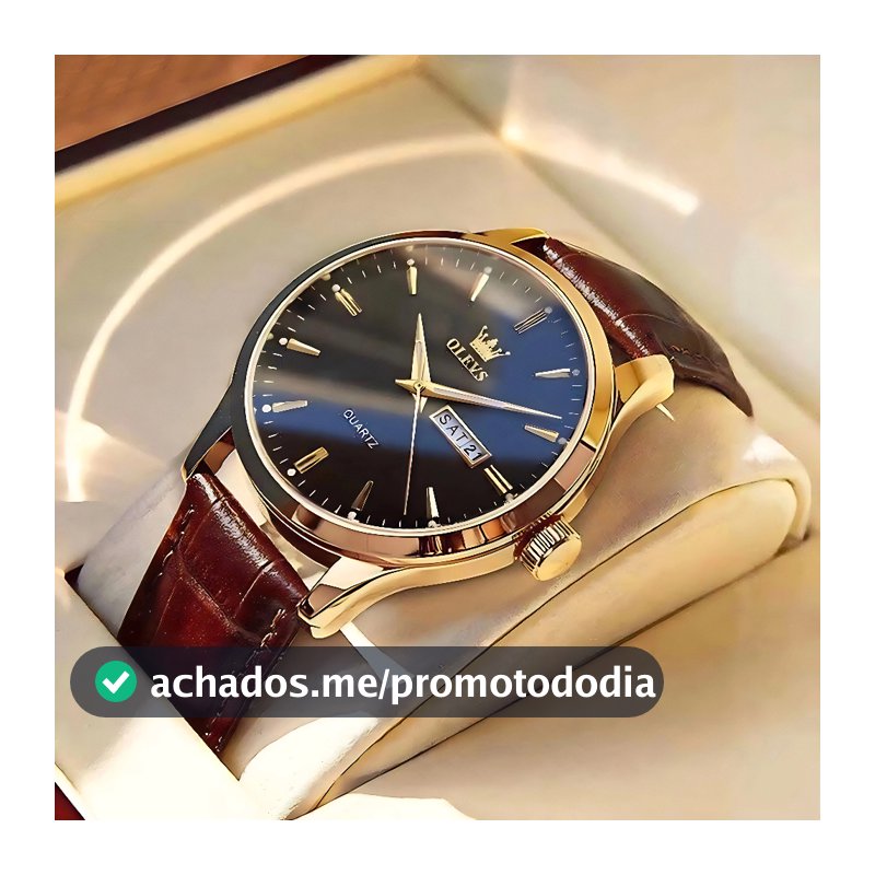 OLEVS Relógio Masculino Relogio A Prova D'água Luxo Orient Leather Calendário Formal Moda Simples e Moderna 6898