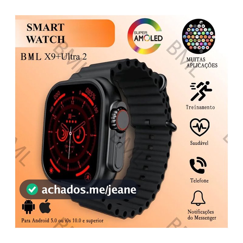 Smartwatch Original X9 Ultra Série 9 Bússola 49mm NFC GPS Esportivo Fitness Relógio Inteligente Para Android IOS