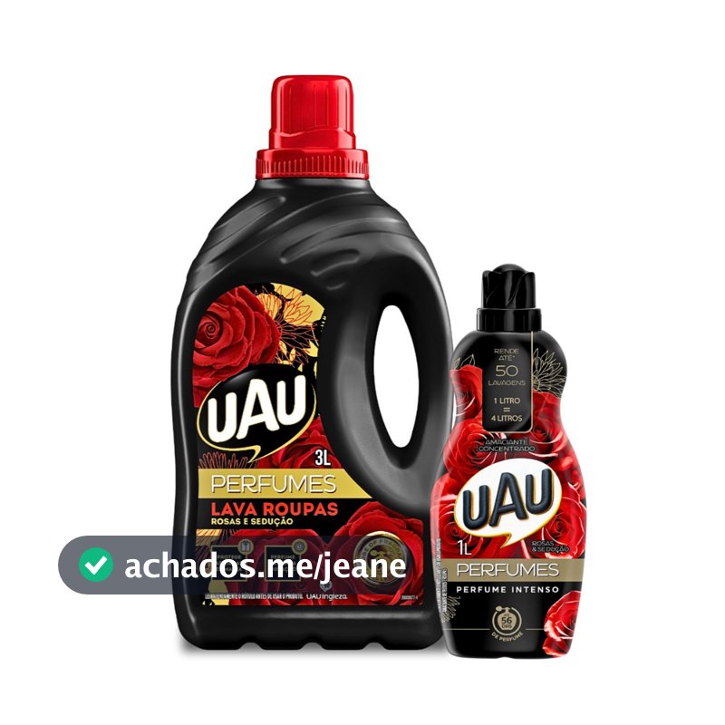 Kits Lava Roupas 3L Rosas e Sedução + Amaciante 1L UAU