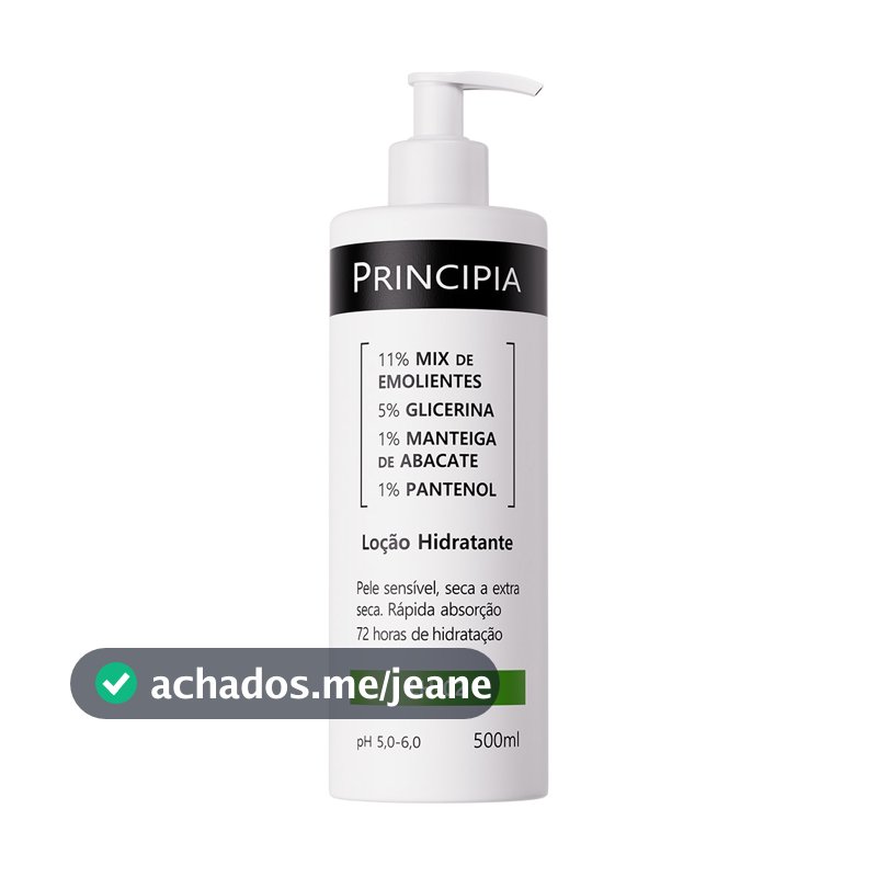 Loção Hidratante Corporal c/ 11% Mix de Emolientes + 5% Glicerina + 1% Manteiga de Abacate Principia LH-02 500ml