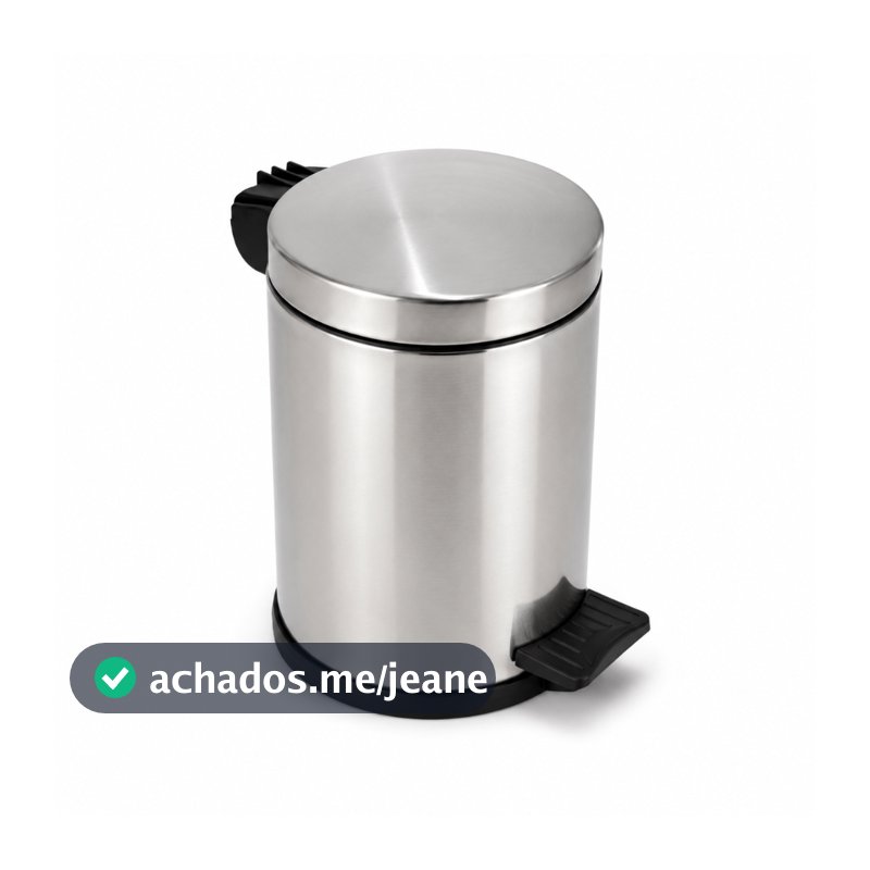 Lixeira 3 Litros Aço Inox Mundare Brilhante com Pedal para Cozinha e Banheiro