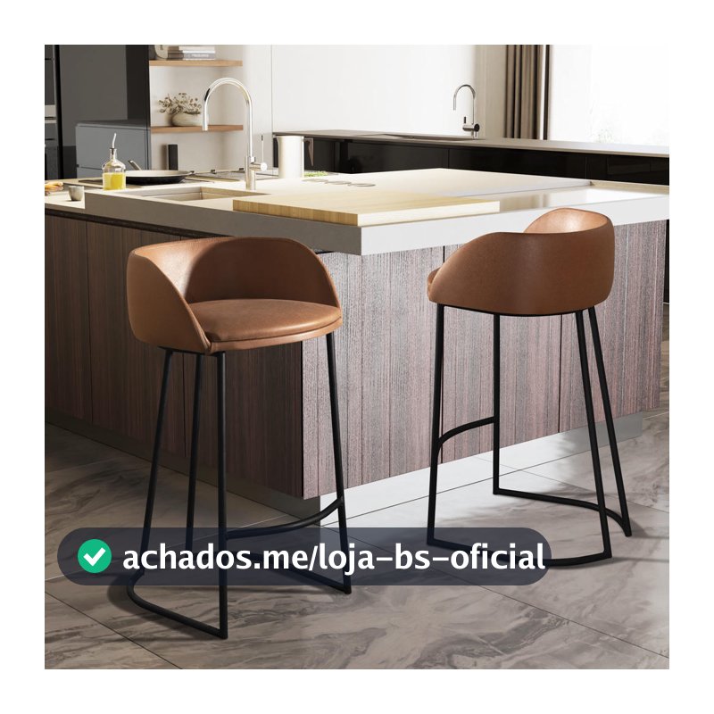 Kit 2 Banquetas Holanda Bancada Balcão Área Gourmet Lazer Externa Estofado em Couro PU