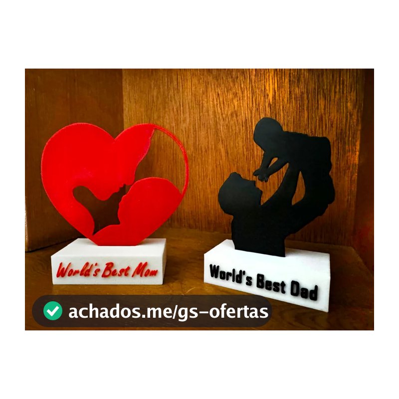 Escultura World's Best Mom & Dad - Decoração Casa Presentes Dia das Mães Dia dos Pais