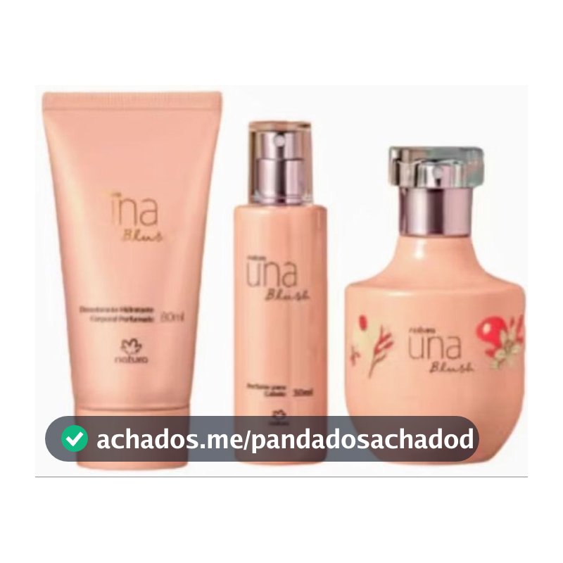 kit una blush natura: deo parfum 75ml +perf de cabelo + hidratante