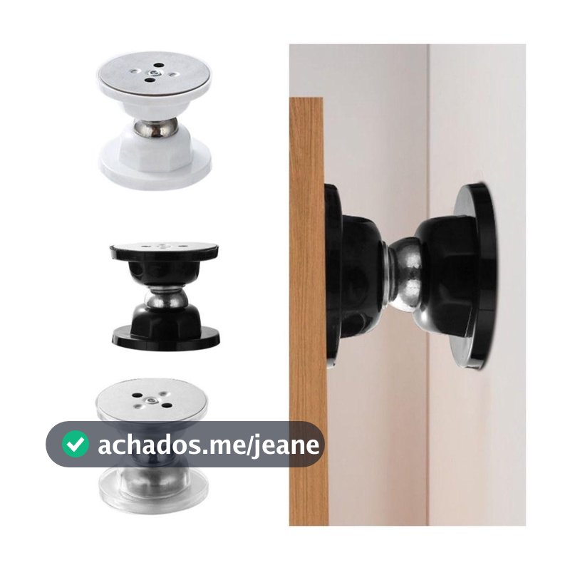 Prendedor Batetor Trava Fixador Para Porta Imã Magnético Adesivo Inox Preto e BrancoANJIN