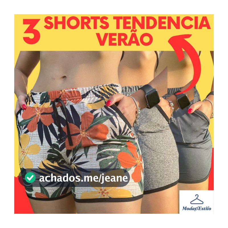 3 Shortinho Curto Moda Verão Feminino Estampada Soltinho Muito Confortavel Plus Size
