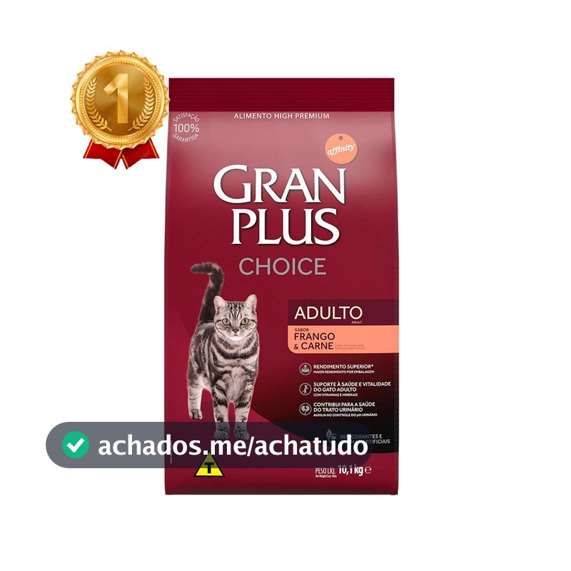 Ração GranPlus Choice Gatos Adultos Frango e Carne 10,1kg