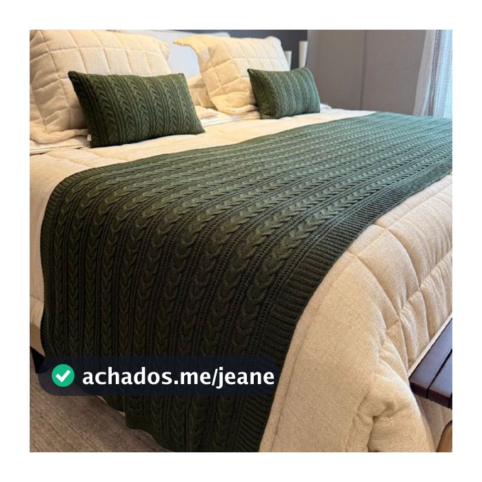 Kit Peseira Tricot Trançada + 2 Capas 30x50 Para Cama Casal Queen King Decoração Para Quarto Casa
