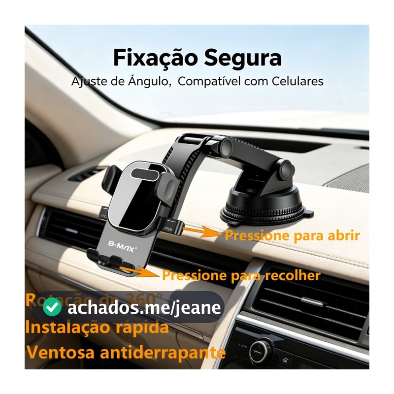 Suporte de Celular Veicular Automotivo para Carro Painel Para-brisa 360° Universal Ajustável