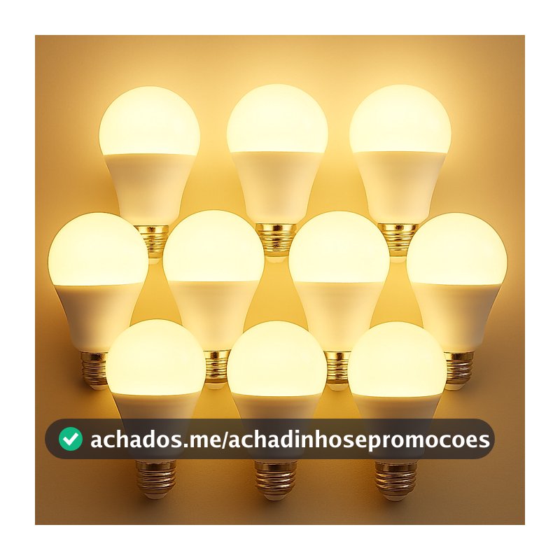 Kit 10 Lâmpada Led Bulbo 9w 3000k Branco Quente Bivolt 110v 220v Luz Amarela Ambiente Aconchegante