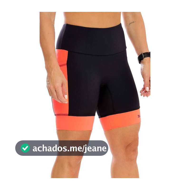 Bermuda Compress Max PRETO COM  LARANJA