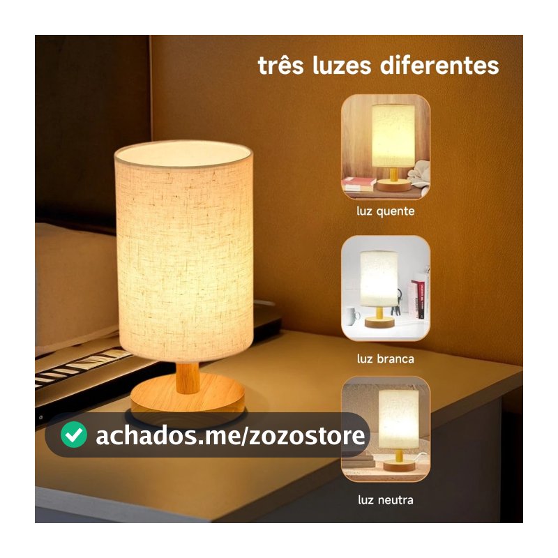 Lâmpada De Mesa De Madeira Nórdica Moderna Alimentada Por USB Luz De Noite