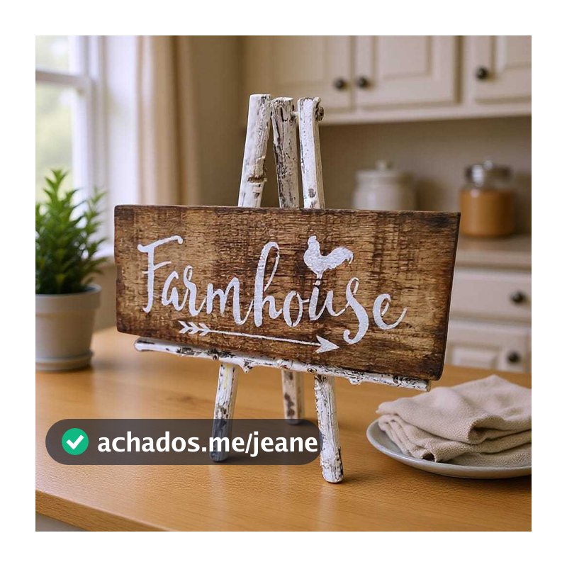 🎄 Cavalete Farmhouse Rústivo em Madeira - Placas Decorativas - Farm Decor - Artesanal