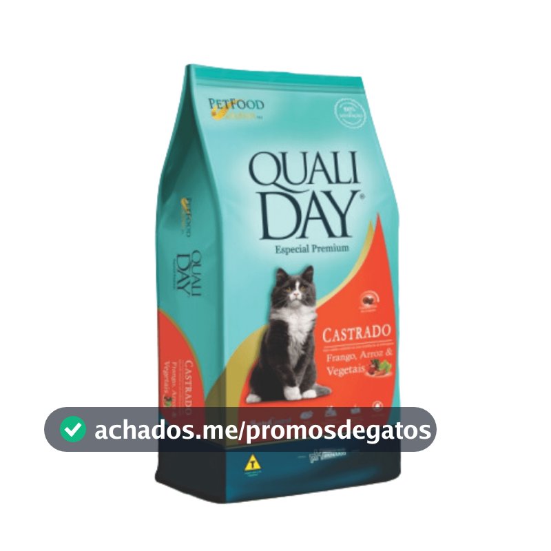 RAÇÃO QUALIDAY CAT FRANGO ARROZ VEGETAIS GATO CASTRADO 20KG
