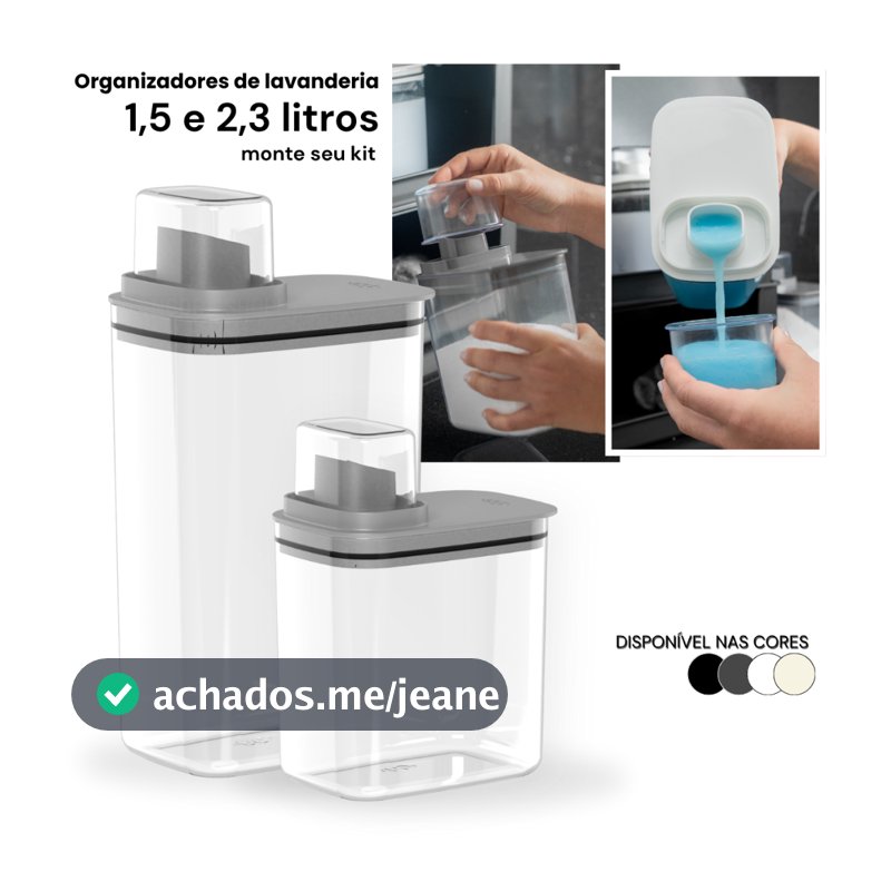Dispenser Organizador de Lavanderia 1,5L / 2,3 Acrílico Porta Amaciante Sabão em pó Sabonete Liquido Alvejante Ou Flow