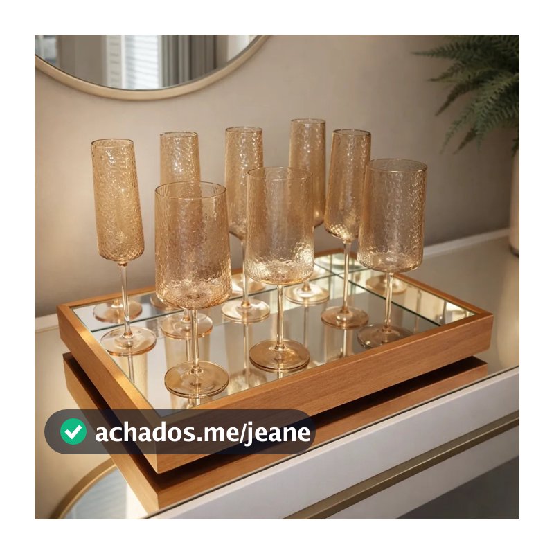 Bandeja Espelhada Flutuante Decorativa Mesa Bar Aparado 50X30CM Primium