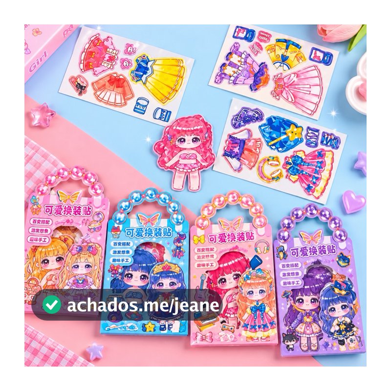 Kit Princesas Magnética Adesivos Para Vestir Com Roupas E Acessórios Montar Looks