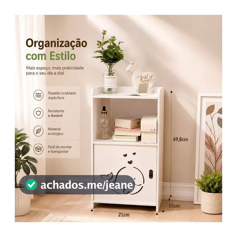 Armário Organizador Multiuso com Porta | Prateleira Compacta para Banheiro, Quarto, Sala e Infantil