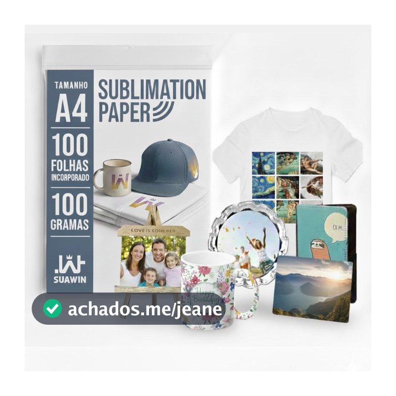 Papel para sublimação A4 - 100 folhas/ SuaWin Transferencia Perfeita