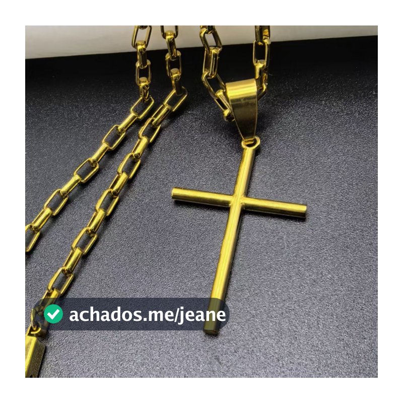 Cordão Masculino com Crucifixo Palito e Moeda Antiga – Joia Banhada a Ouro 18K