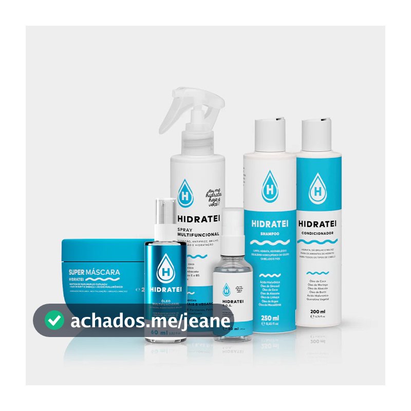Kit Linha Completa Hidratei: Shampoo + Condicionador + Máscara + Óleo + Spray + SOS Sérum