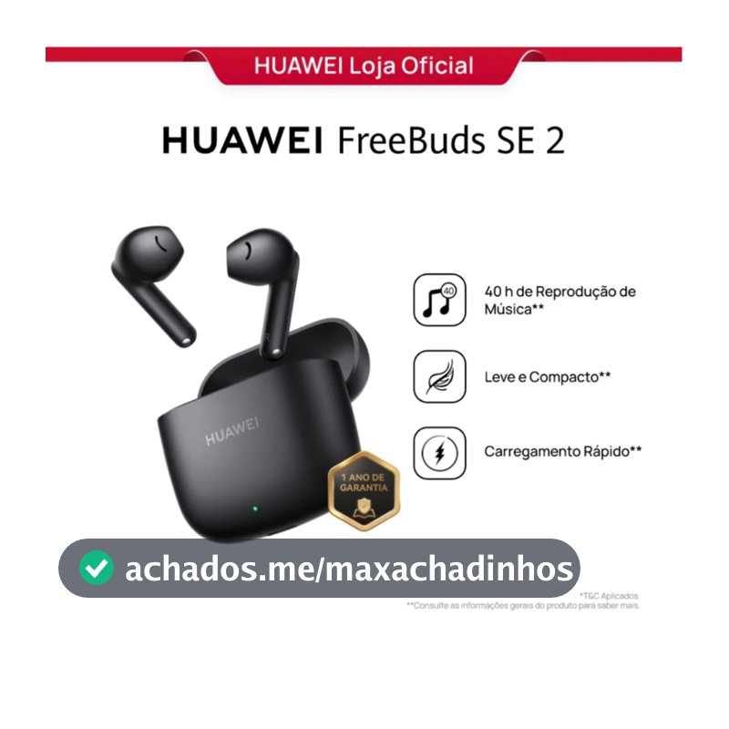 HUAWEI FreeBuds SE 2 | Fone de Ouvido Sem Fio | Até 40 Horas de Bateria | Compacto e Confortável