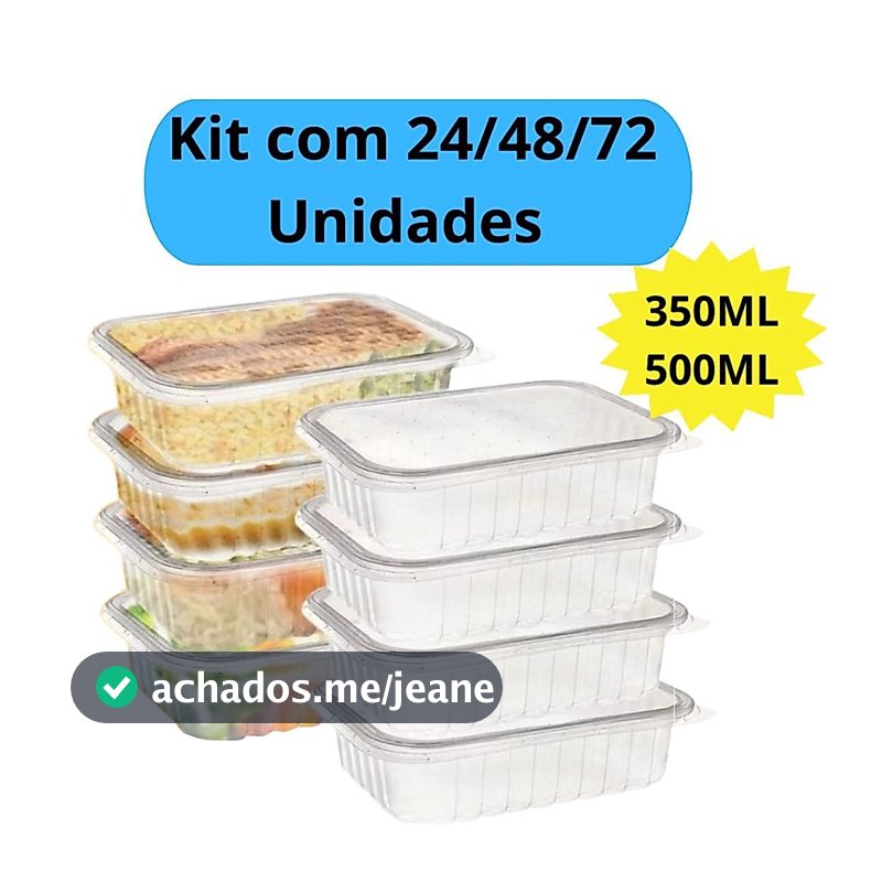 Kit Marmita Pote 350ml 500ml com Tampa Freezer Microondas Fitness Marmitex Organizador