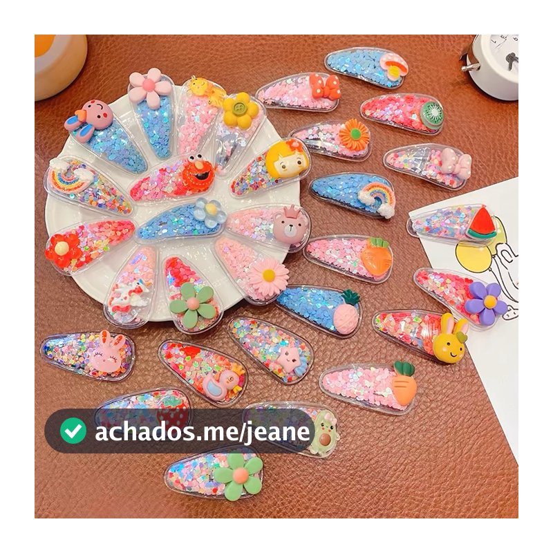 Kit 5/10/20 Lindo clipe tic tac brilhante para crianças com lantejoulas coloridas de 5,5 cm