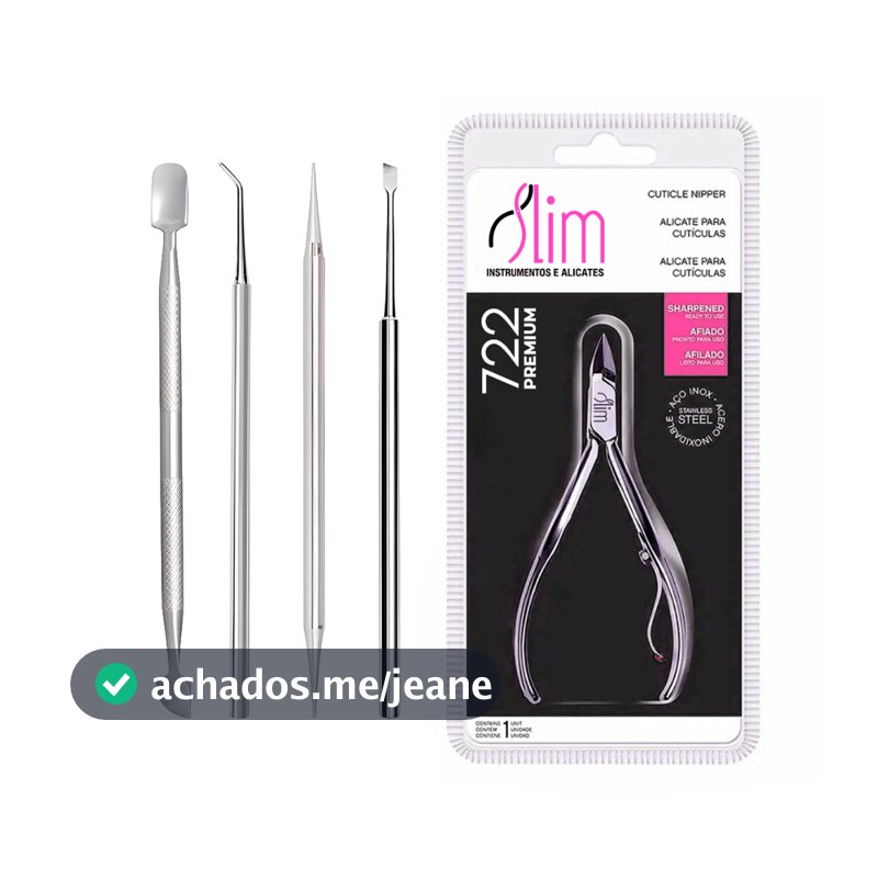 Kit Manicure 5 Peças (Alicate + Palito 2x1 + Desencravador + Espátula + Raspador)