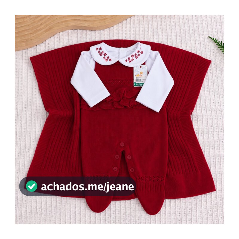 Saída Maternidade Jardineira Ayla Body Gola Bordada Recém-Nascido Kit de Saída Maternidade 3 Peças Meninas