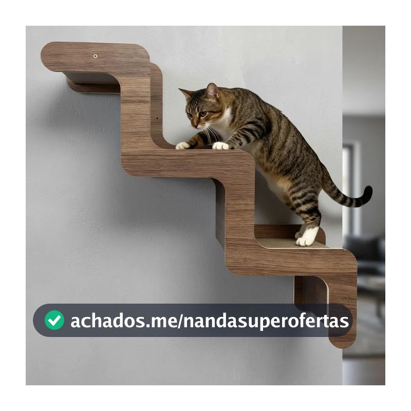 Prateleira para Gato de Parede Escada Gato 3 Degraus Playground para Gatos MDF 15mm Suspensa Carpete