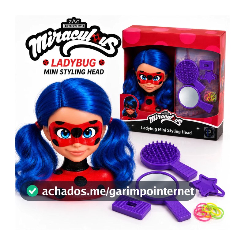 Boneca Ladybug Mini Busto Para Pentear Styling Head Com Acessórios Miraculous 13cm