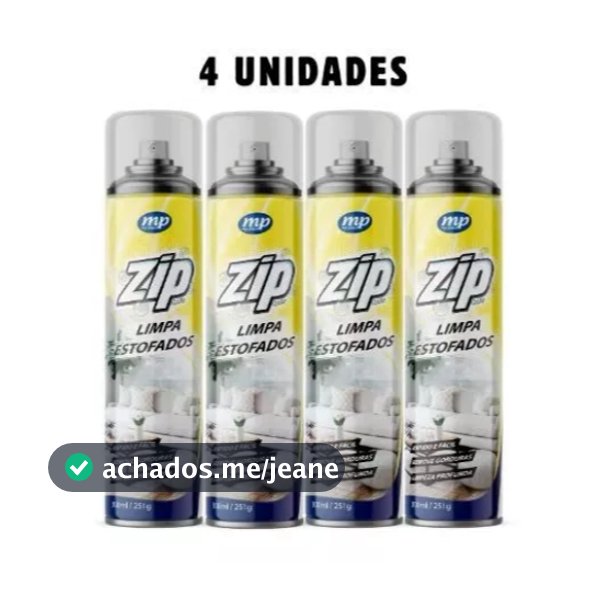 Kit 4 Limpa Estofados Spray Espuma Removedor de Manchas Sofá Carro Tapete Limpeza Profunda Zip