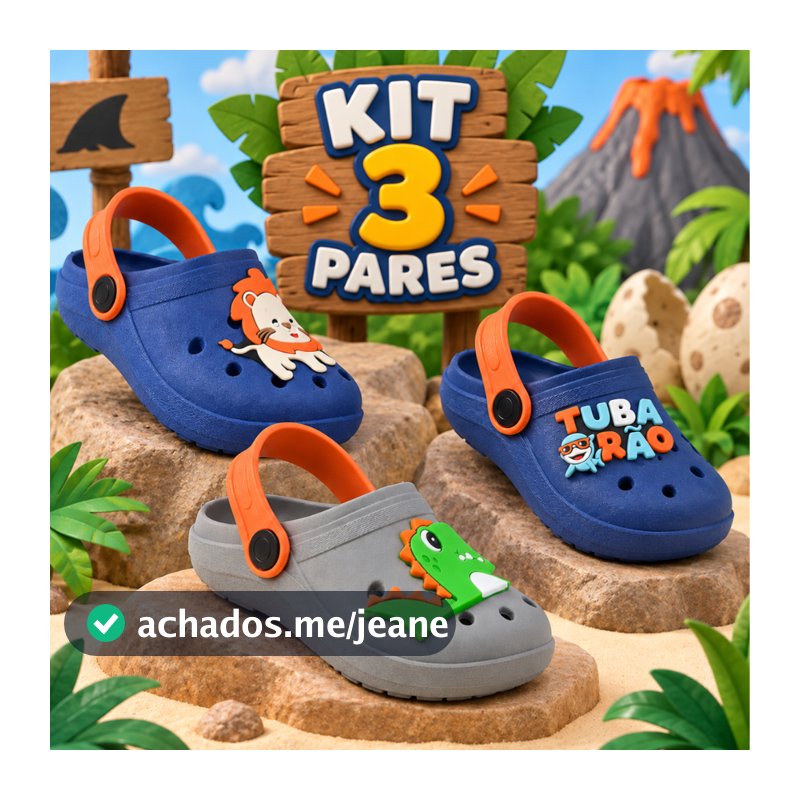 Kit 3 Babuche Infantil Menino Antiderrapante Sandália Confortável e Leve
