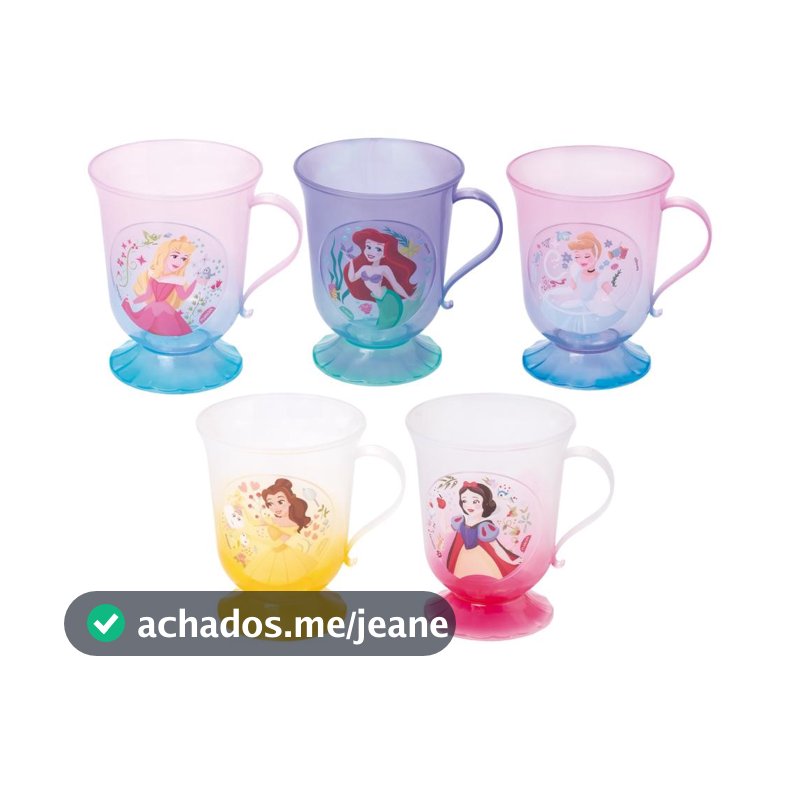 Kit 5 Xícaras Chá das Princesas Brunch Ariel Aurora Bela Branca de Neve Cinderela Disney  Lembrancinha Plasútil